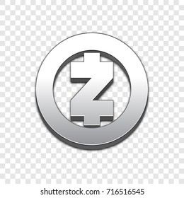 Zcash coin symbol isolated web vector icon. Zcash coin trendy 3d style vector icon. Raised symbol illustration. Zcash coin crypto currency sign.