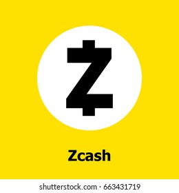 Zcash cryptocurrency blockchain flat icon a yellow background. Vector zcash sign. 