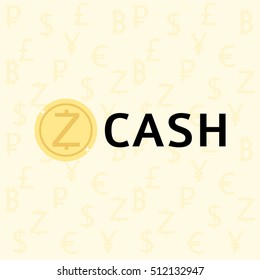 Zcash cryptocurrency concept. Vector stock illustration for digital financial technology.