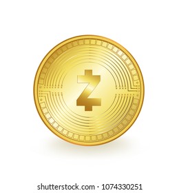 ZCash Cryptocurrency Gold Coin Isolated