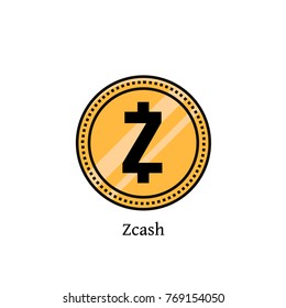 Zcash flat color line icon. Vector illustration of digital crypto currency. Internet money or cryptocurrency sign, element, emblem, logo, label, pictogram. Open-source blockchain technology. 