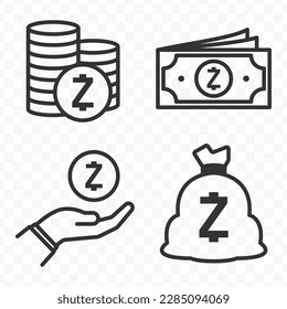 Zcash icons set money icon vector image on transparent background (PNG).
