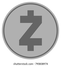Zcash silver coin icon. Vector style is a silver grey flat coin symbol.