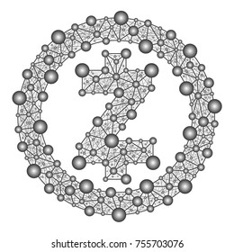 Zcash. Symbol of crypto currency in gray shades
