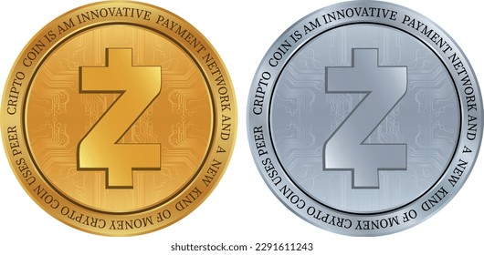 ilustraciones del vector de monedas de zcash-zec. 3.ª ilustración