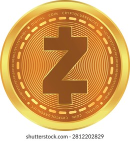 zcash-zec cryptocurrency illustrations on abstract background. 3d illustrations.