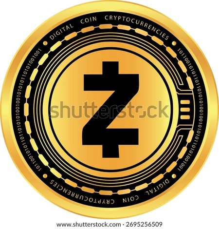 zcash-zec cryptocurrency illustrations on abstract background. 3d illustrations.