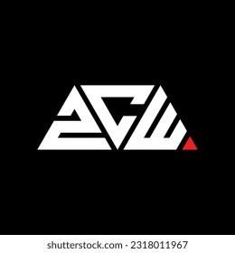 ZCW triangle letter logo design with triangle shape. ZCW triangle logo design monogram. ZCW triangle vector logo template with red color. ZCW triangular logo Simple, Elegant, and Luxurious