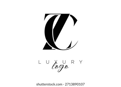 ZC,zc Serif Letter Monogram Typography Logo for Elegant Premium Branding Identity (Logotipo de tipografia com letra serial zc para identidade de marca premium elegante)