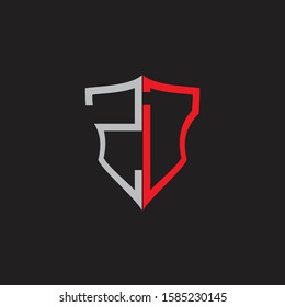 ZD Abstract logo monogram with shield elements isolated on black background