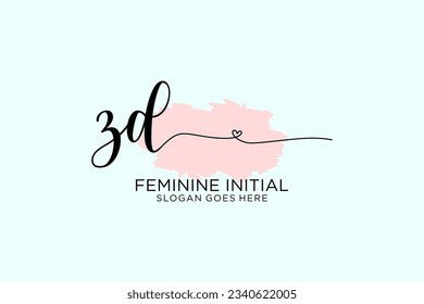 ZD Beauty-Monogramm und elegante Logo Design Handschrift-Logo der ersten Signatur, Hochzeit, Mode, Blumen und botanisch mit kreativen Vorlage.