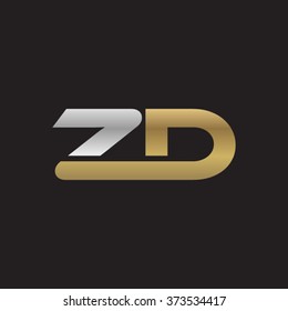 ZD company linked letter logo golden silver black background