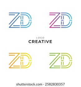 ZD Creative Latter Logo Design. Monogram Design. By Custom Branding Logo. Creative Logo Design. Vector illustration. Modern Design. Logo Template.