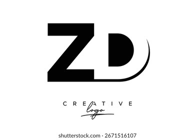 Logotipo creativo minimalista de espacio negativo de ZD con monograma moderno para marca y logotipo de marca comercial con letras iniciales Diseño de logotipo para marca.