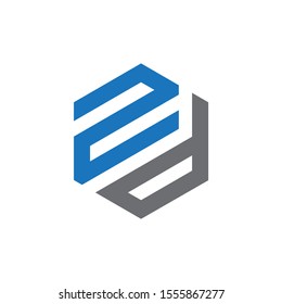 ZD or DZ Monogram Style Vector Logo Design With Blue and Gray .