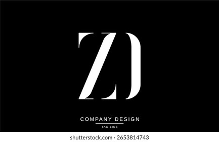 ZD, DZ, Z, D Letras Abstractas Logotipo Monograma Icono de fuente Gráfico Mínimo