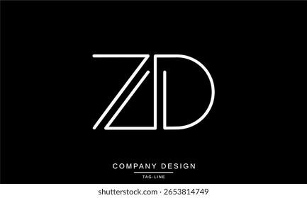 ZD, DZ, Z, D Letras Abstractas Logotipo Monograma Icono de fuente Gráfico Mínimo