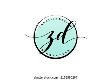 ZD handwriting logo with circle template vector signature, wedding, fashion, floral and botanical with creative template.