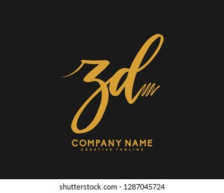 ZD Initial Handwriting Logo Template Vector