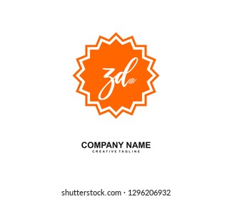 ZD Initial Handwriting Logo Template Vector