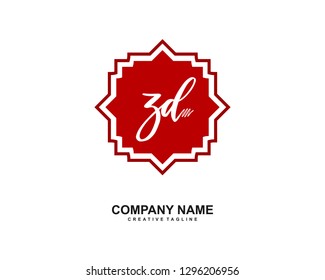 ZD Initial Handwriting Logo Template Vector