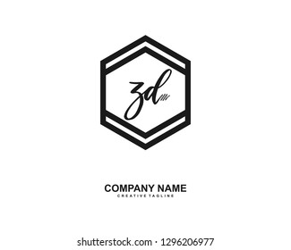 ZD Initial Handwriting Logo Template Vector