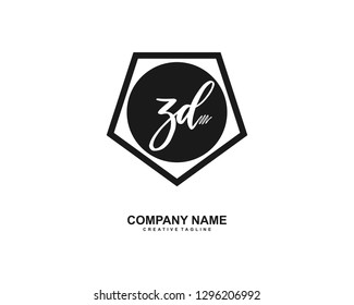 ZD Initial Handwriting Logo Template Vector