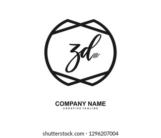 ZD Initial Handwriting Logo Template Vector