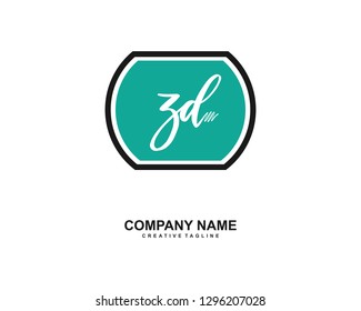 ZD Initial Handwriting Logo Template Vector