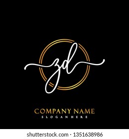 ZD Initial Handwriting logo template vector