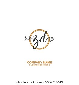 ZD Initial handwriting logo vector