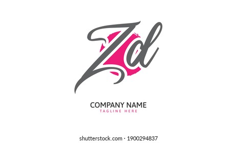 Zd Initial handwriting logo vector
