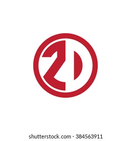 ZD initial letters circle business logo red