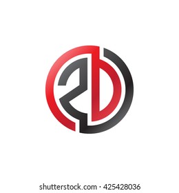 ZD initial letters looping linked circle logo red black