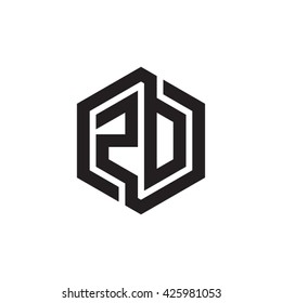 ZD initial letters looping linked hexagon monogram logo