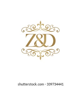 Z&D Initial logo. Ornament ampersand monogram golden logo