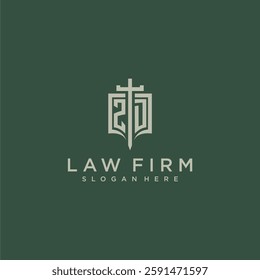 ZD initial monogram for law firm with sword and shield logo image