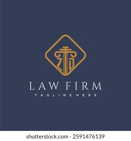 ZD initial monogram logo for lawfirm with pillar in creative square design