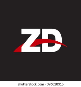 ZD initial overlapping swoosh letter logo white red black background