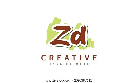 Zd Initials, handwriting logo vector