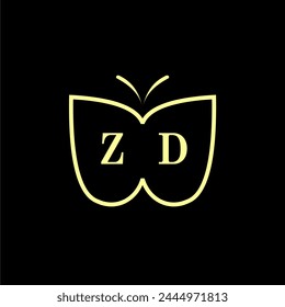 ZD Initials Ilustración vectorial de logotipo de mariposa de lujo