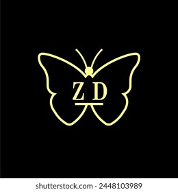 ZD Initials Luxury Butterfly logo Vector illustration