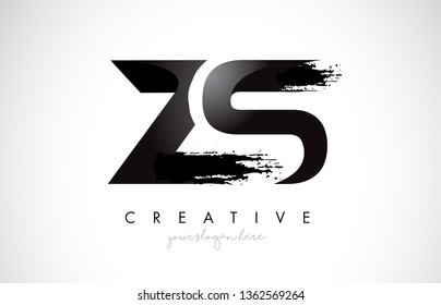 ZD Letter Design with Brush Stroke and Modern 3D Look Vector Illustration.