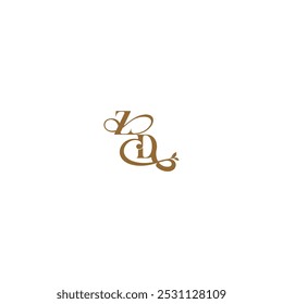 ZD letter initial leaf line modern organic logo monogram wedding concept