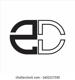 ZD Letter logo monogram with oval shape negative space design template white background