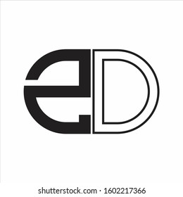 ZD Letter logo monogram with oval shape negative space design template white background