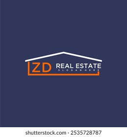 ZD letter roof shape logo for real estate with house icon design