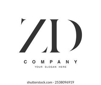 Diseño del logotipo de ZD. Estilo inicial de letra z y d serif. Tipografía de nombre de empresa clásica creativa. Logotipo o identidad de moda. Ilustración vectorial.