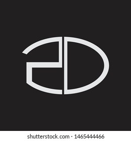 ZD Logo letter oval monogram design template with black and white colors