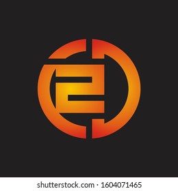 ZD Logo monogram with cutting line style isolated on colors